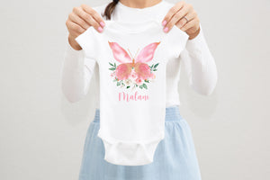 Butterfly Baby Bodysuit, Butterfly Baby Outfit, Baby Shower Gift, Pregnancy Reveal Baby Shirt, Baby One Piece, Pink Butterfly Baby Outfit