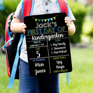 Reusable First and Last Day of School Sign, Liquid Chalk Dry Erase School Board, First Day of School Sign, Classic Blue Teal School Sign Set