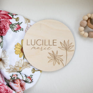 Engraved Baby Name Sign, Baby Name Sign, Baby Announcement Sign, Birth Announcement Sign, Baby Photo Prop, Daisy Nursery, Wood Baby Sign