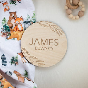 Engraved Wood Name Sign, Minimalist Baby Name Sign, Baby Announcement Sign, Birth Announcement Sign, Baby Photo Prop, Wood Baby Sign