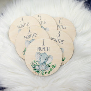 Elephant Milestone Cards, Baby Milestone Elephant Discs Marker, Wood Milestone Card, Baby Milestones, Photo Prop, Elephant Nursery Theme S6