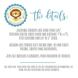 Safari Clothing Dividers, Lion Jungle Baby Clothing Divider, Wood Wardrobe Divider, Nursery Closet Divider, Safari Nursery Theme S3