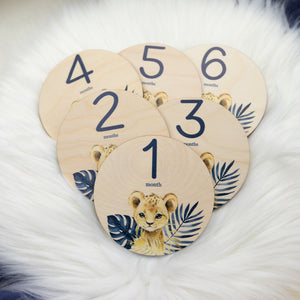 Lion Milestone Cards, Baby Milestone Lion Milestone Markers, Wood Milestone Cards, Baby Milestones, Photo Prop, Blue Lion Nursery Theme S31