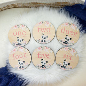 Girl Panda Milestone Cards, Panda Milestone Markers, Wood Milestone Cards, Baby Milestones, Photo Prop, Panda Nursery Theme W30