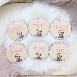 Girl Sloth Milestone Cards, Sloth Milestone Markers, Wood Milestone Cards, Baby Milestones, Photo Prop, Sloth Nursery Theme S45