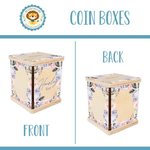 Hydrangea Piggy Bank, Floral Hydrangea Nursery, Baby Girl Gift, Personalized Piggy Bank, Toddler Room Gift, Hydrangea Custom Coin Bank, F66